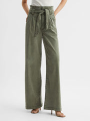 Reiss Trousers | Harper Paige High Rise Paper Bag Trousers Vintage Ivy Green - Women