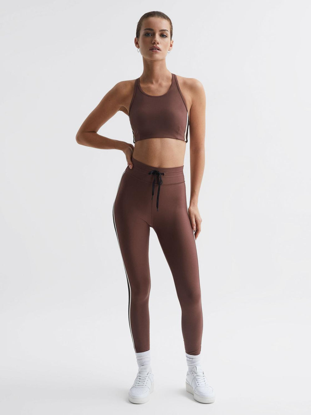 Reiss Trousers | Hustle The Upside High Rise Drawstring Leggings Brown - Women