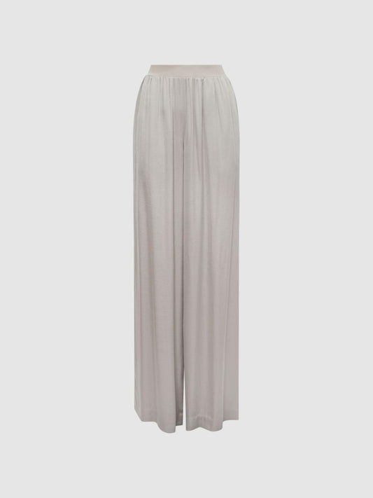 Reiss Trousers | Imogen Wide Leg Elasticated Waist Trousers Neutral - Women
