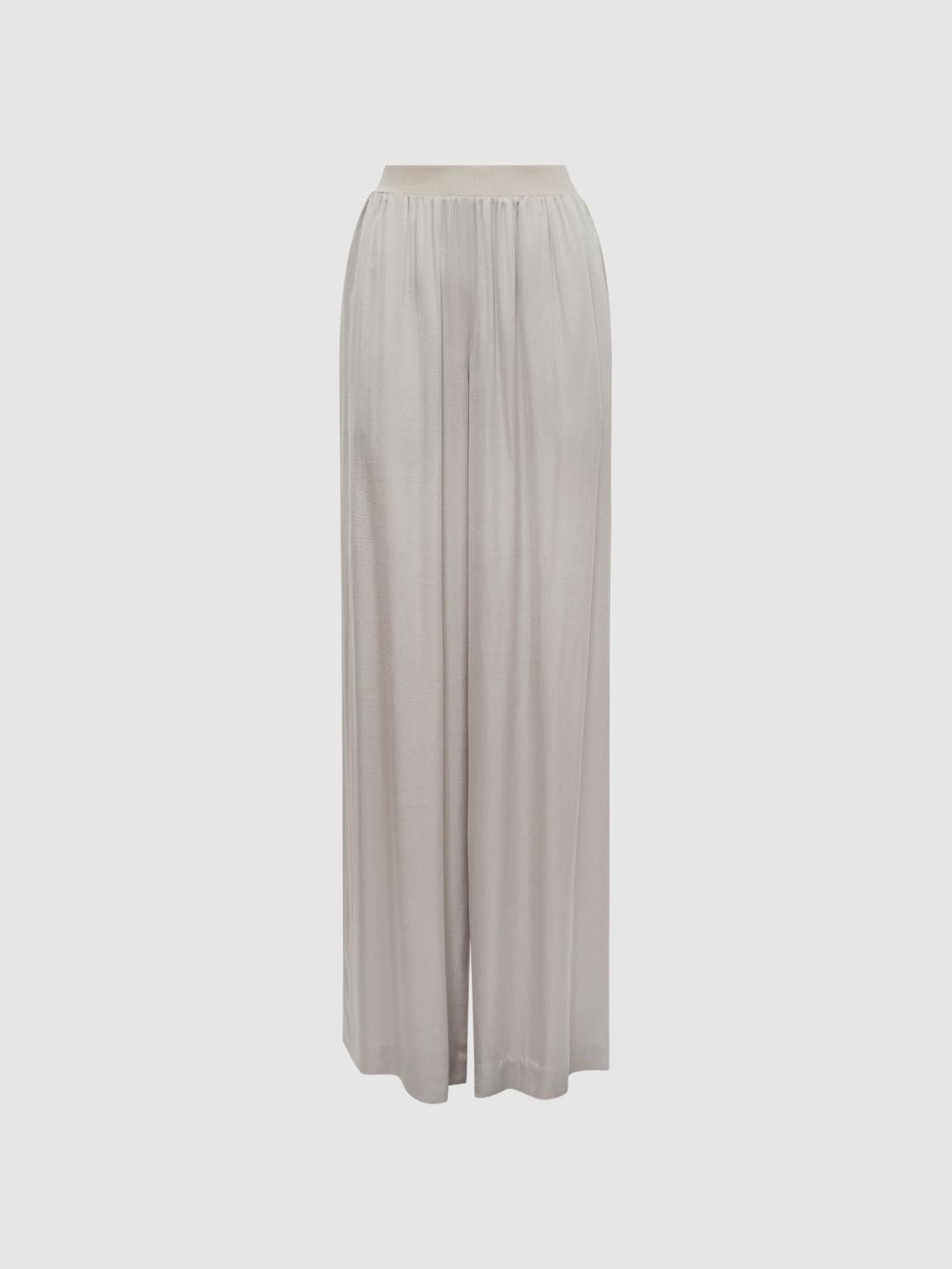 Reiss Trousers | Imogen Wide Leg Elasticated Waist Trousers Neutral - Women