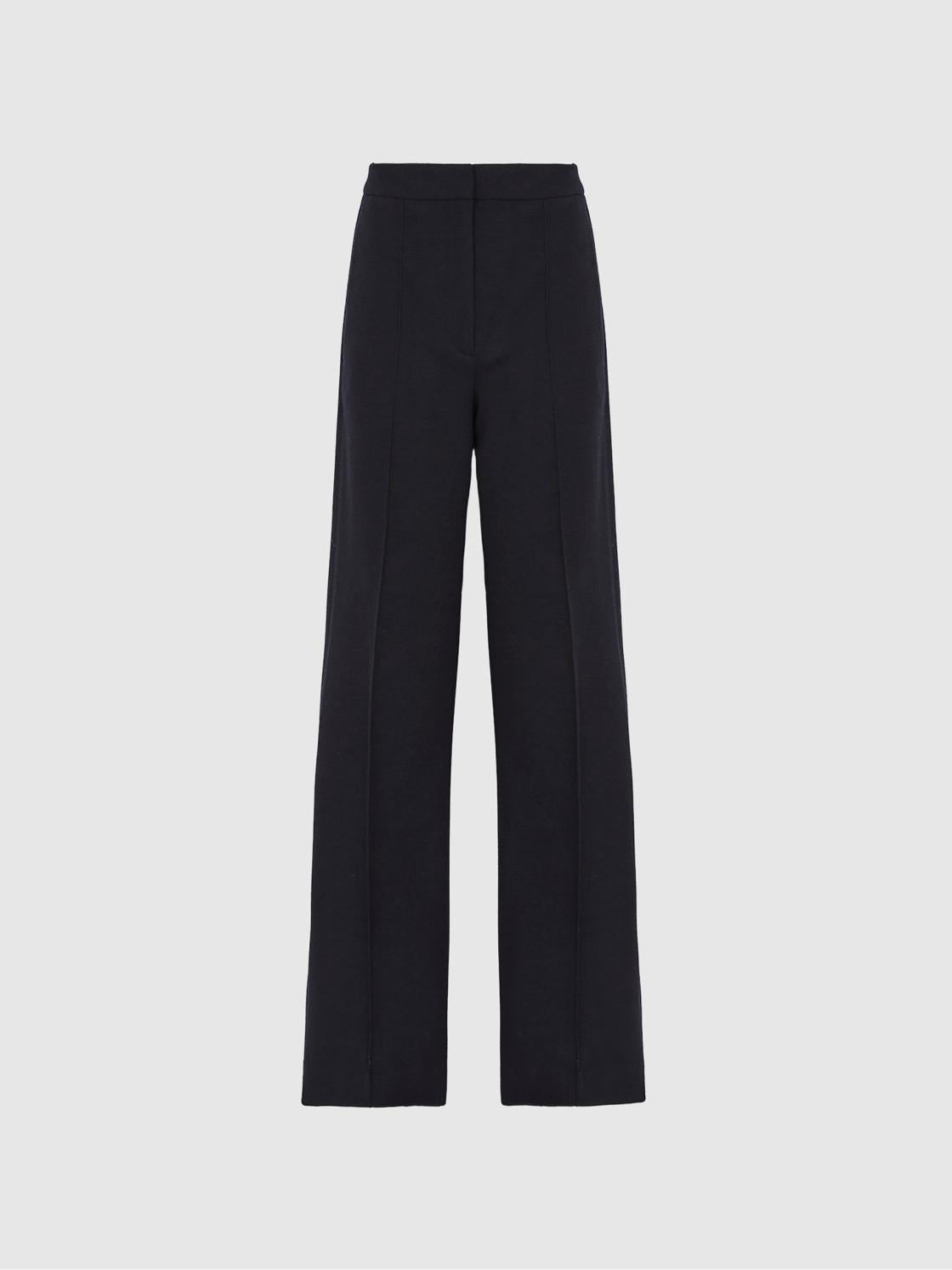 Reiss Trousers | Iria Wool Blend Wide Leg Trousers Navy - Women