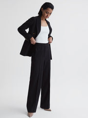 Reiss Trousers | Iria Wool Blend Wide Leg Trousers Navy - Women