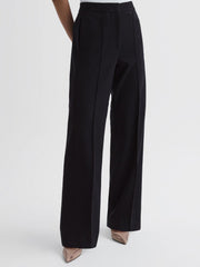 Reiss Trousers | Iria Wool Blend Wide Leg Trousers Navy - Women