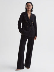 Reiss Trousers | Iria Wool Blend Wide Leg Trousers Navy - Women