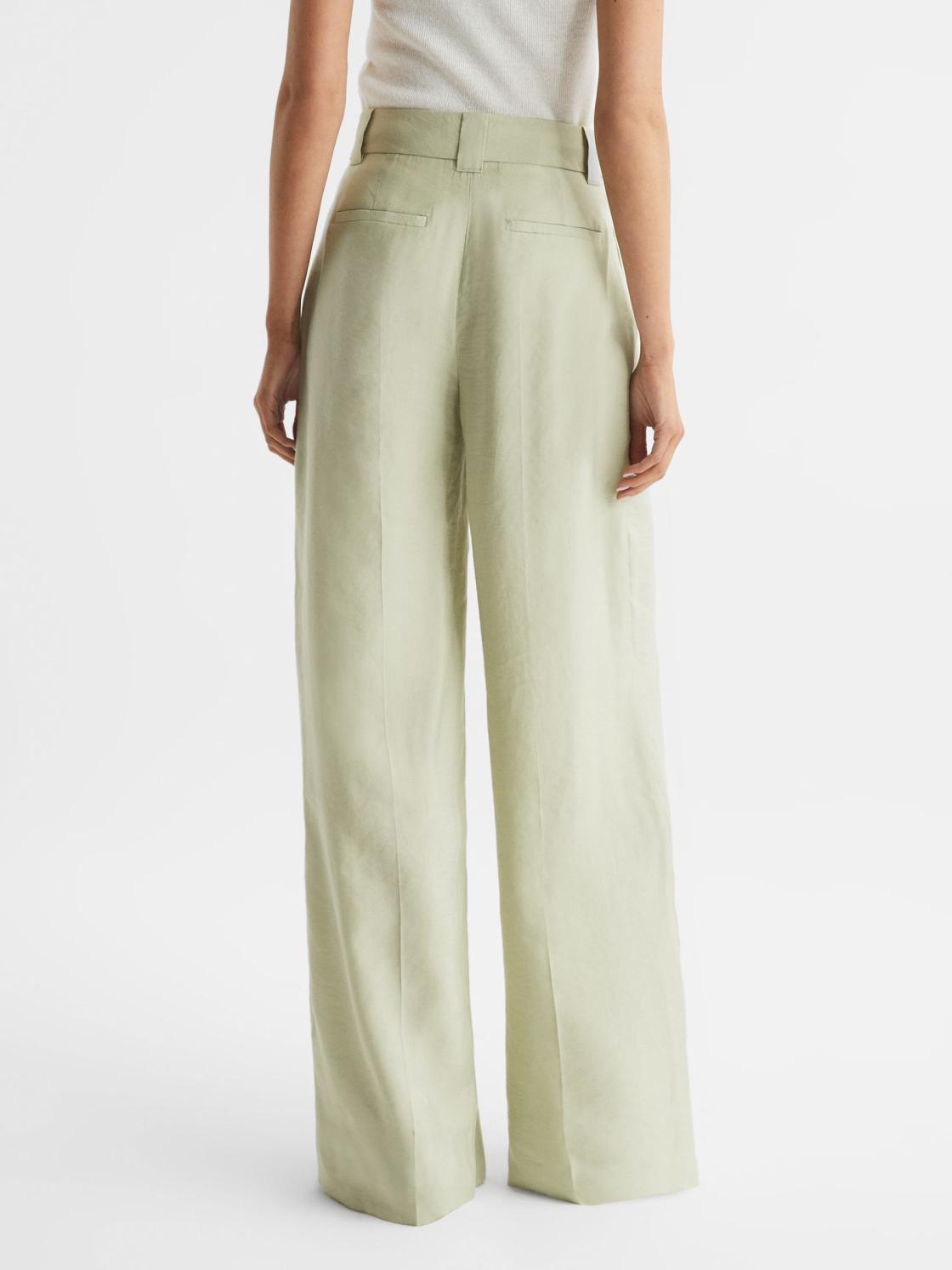 Reiss Trousers | Izzie Wide Leg Occasion Trousers Sage - Women