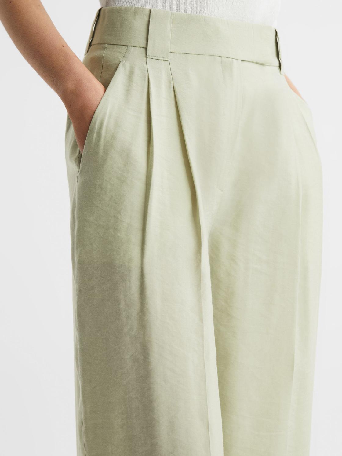 Reiss Trousers | Izzie Wide Leg Occasion Trousers Sage - Women