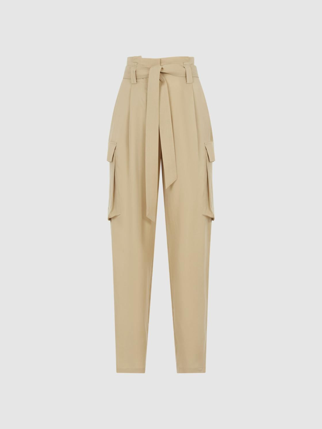 Reiss Trousers | Joanie High Rise Straight Leg Utility Trousers Black - Women