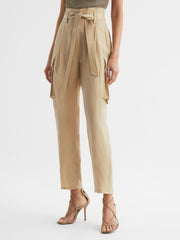 Reiss Trousers | Joanie High Rise Straight Leg Utility Trousers Black - Women