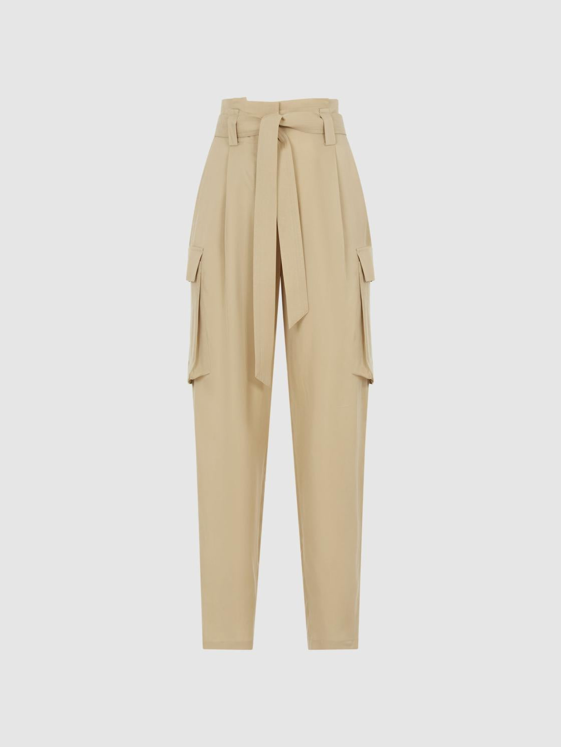 Reiss Trousers | Joanie High Rise Straight Leg Utility Trousers Neutral - Women