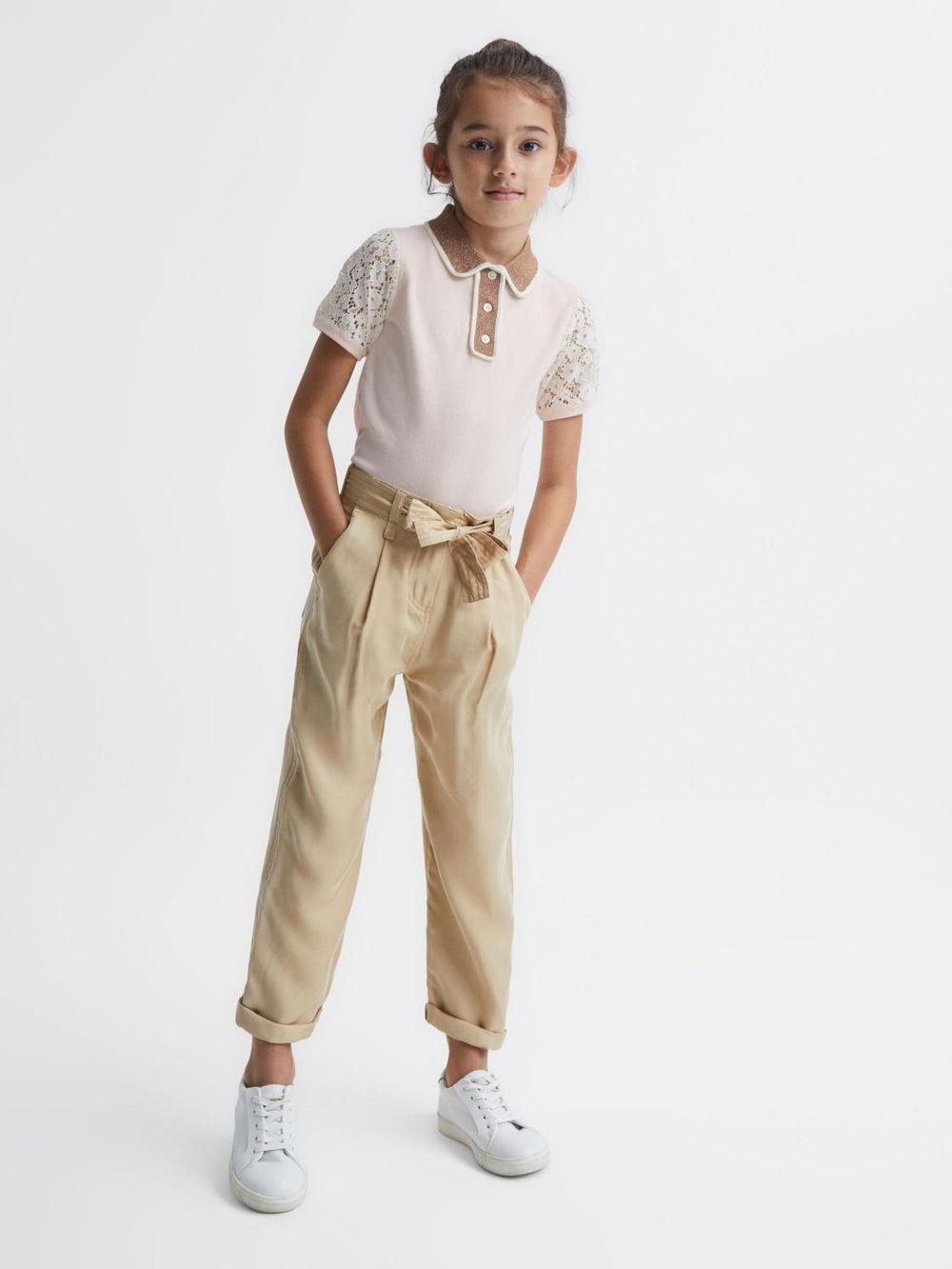 Reiss Trousers | Joanie Paper Bag Cargo Trousers Camel - Children
