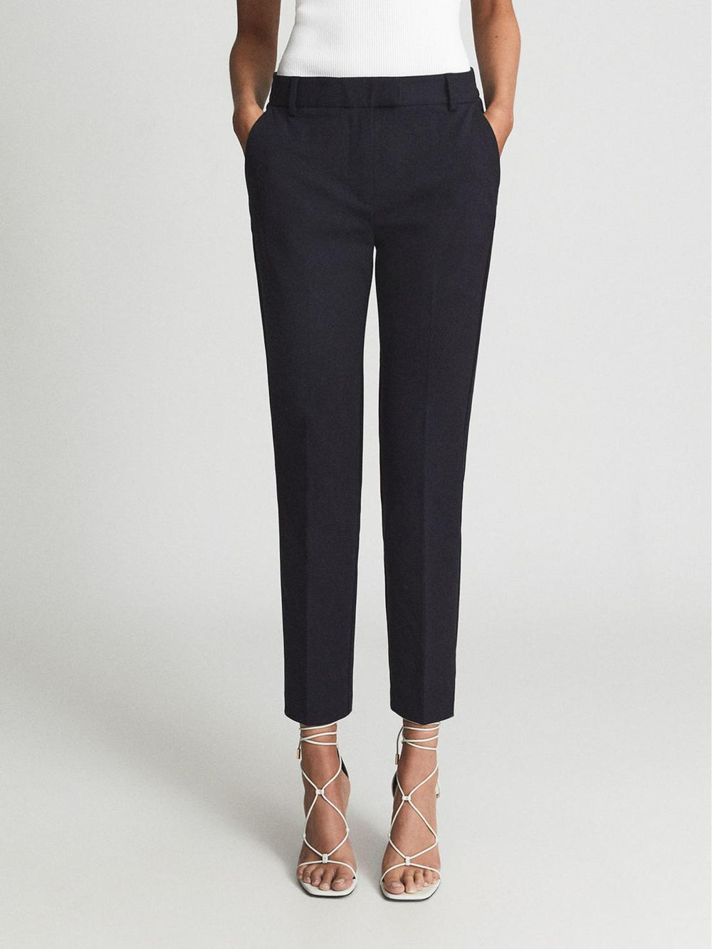 Reiss Trousers | Joanne Slim Fit Tailored Trousers Navy - Women
