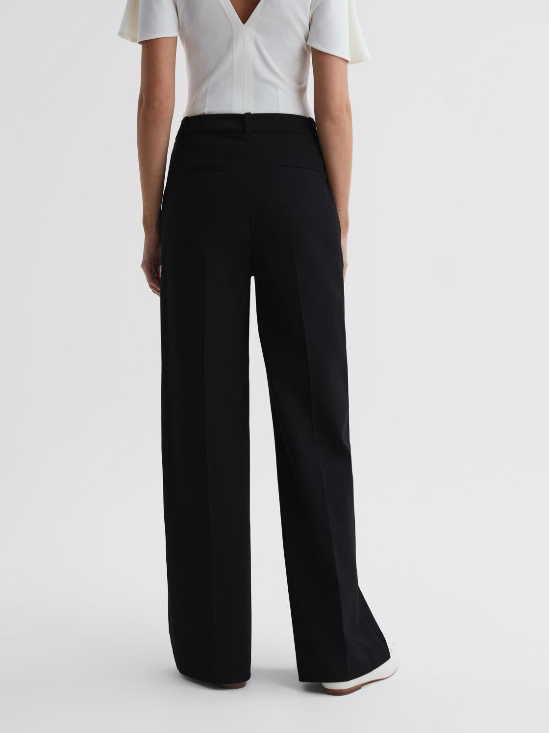 Reiss Trousers | Joanne Wide Wide Leg Trousers Black - Women