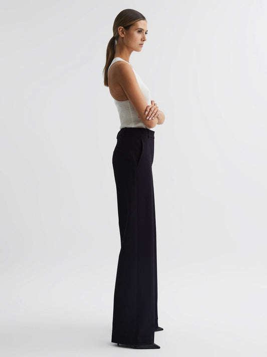 Reiss Trousers | Joanne Wide Wide Leg Trousers Navy - Women