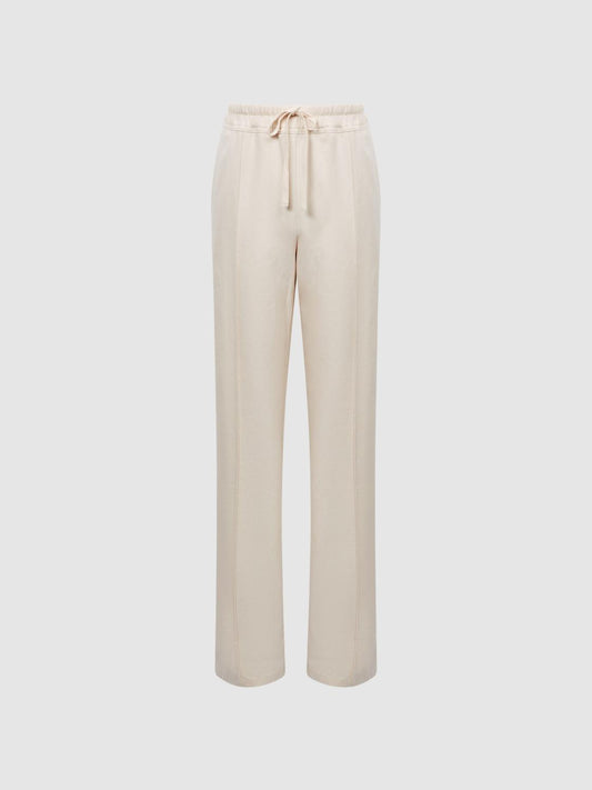 Reiss Trousers | Juno Wide Leg Trousers Cream - Women