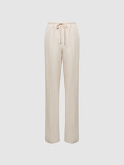Reiss Trousers | Juno Wide Leg Trousers Cream - Women