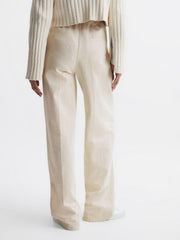 Reiss Trousers | Juno Wide Leg Trousers Cream - Women