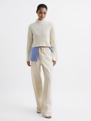 Reiss Trousers | Juno Wide Leg Trousers Cream - Women