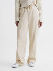 Reiss Trousers | Juno Wide Leg Trousers Cream - Women