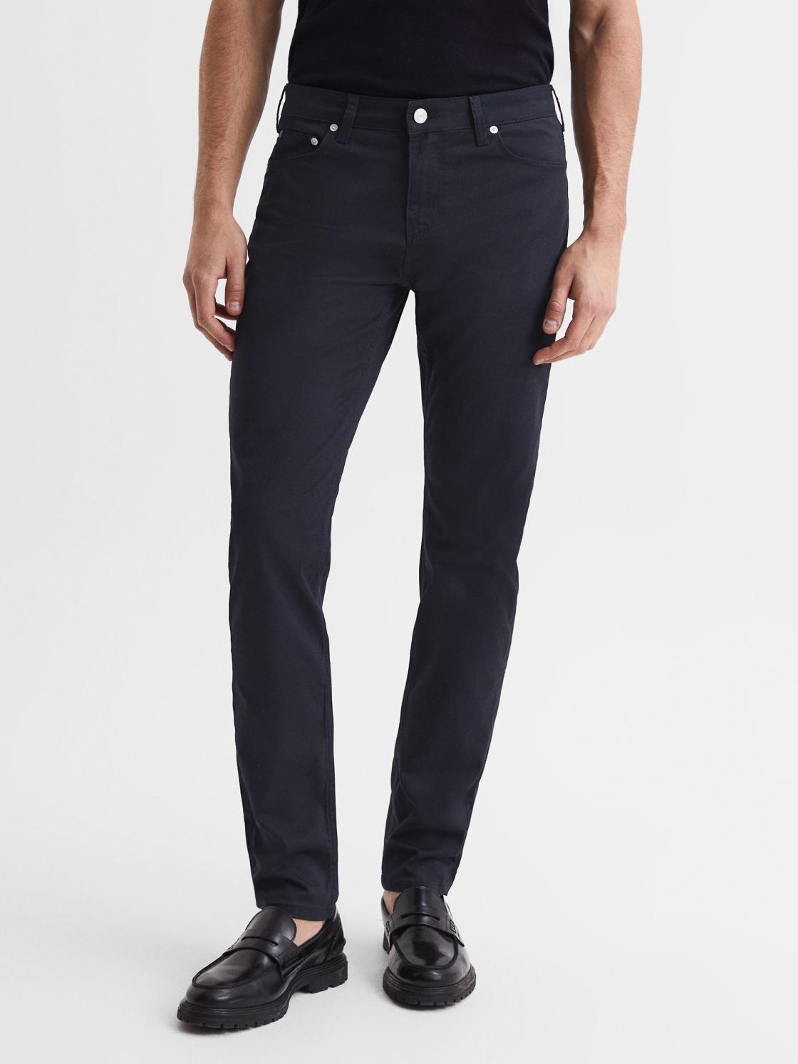 Reiss Trousers | Kalkan Slim Fit Five Pocket Trousers Navy - Men