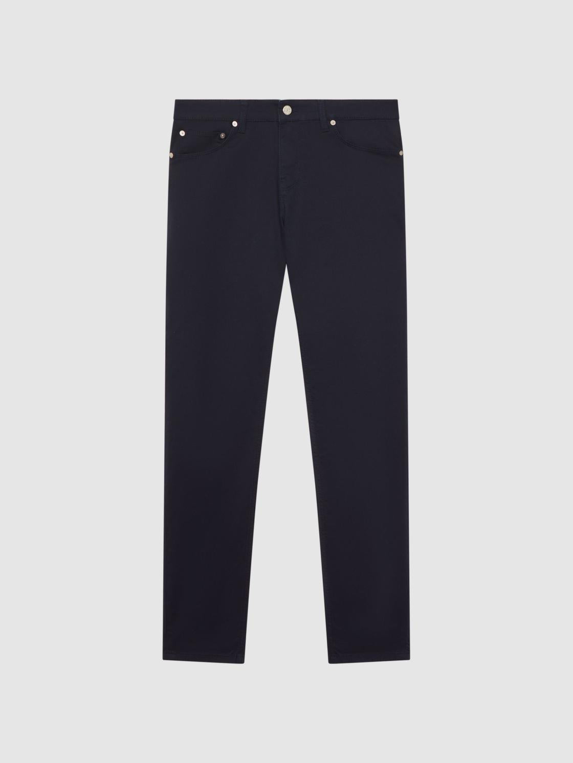 Reiss Trousers | Kalkan Slim Fit Five Pocket Trousers Navy - Men