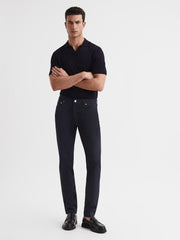 Reiss Trousers | Kalkan Slim Fit Five Pocket Trousers Navy - Men