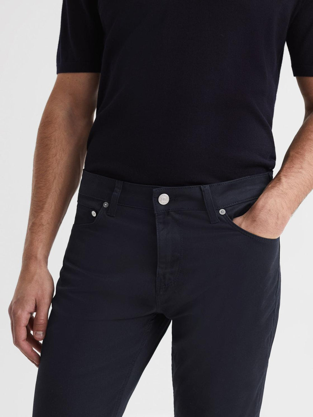 Reiss Trousers | Kalkan Slim Fit Five Pocket Trousers Navy - Men