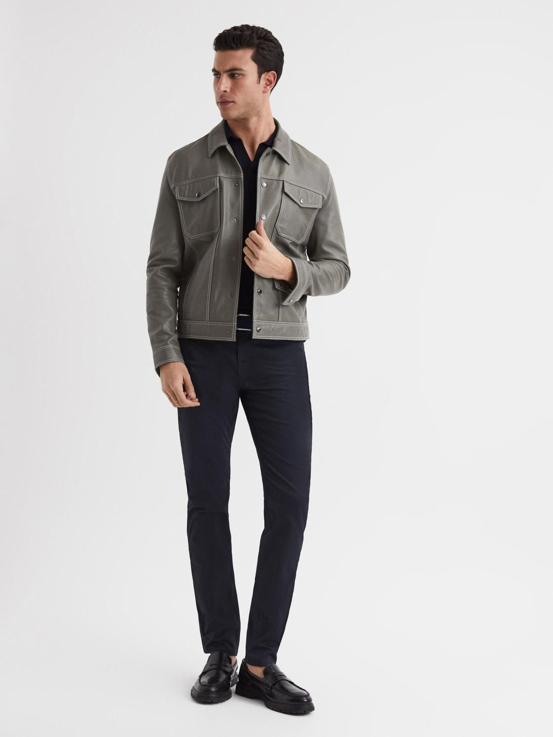 Reiss Trousers | Kalkan Slim Fit Five Pocket Trousers Navy - Men