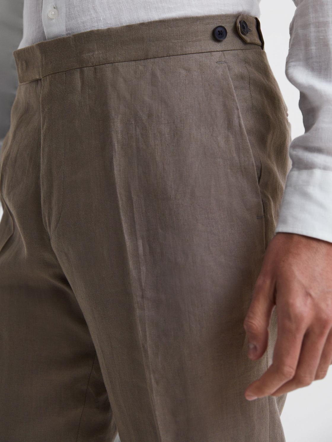 Reiss Trousers | Kin Linen Formal Trousers Airforce Blue - Men