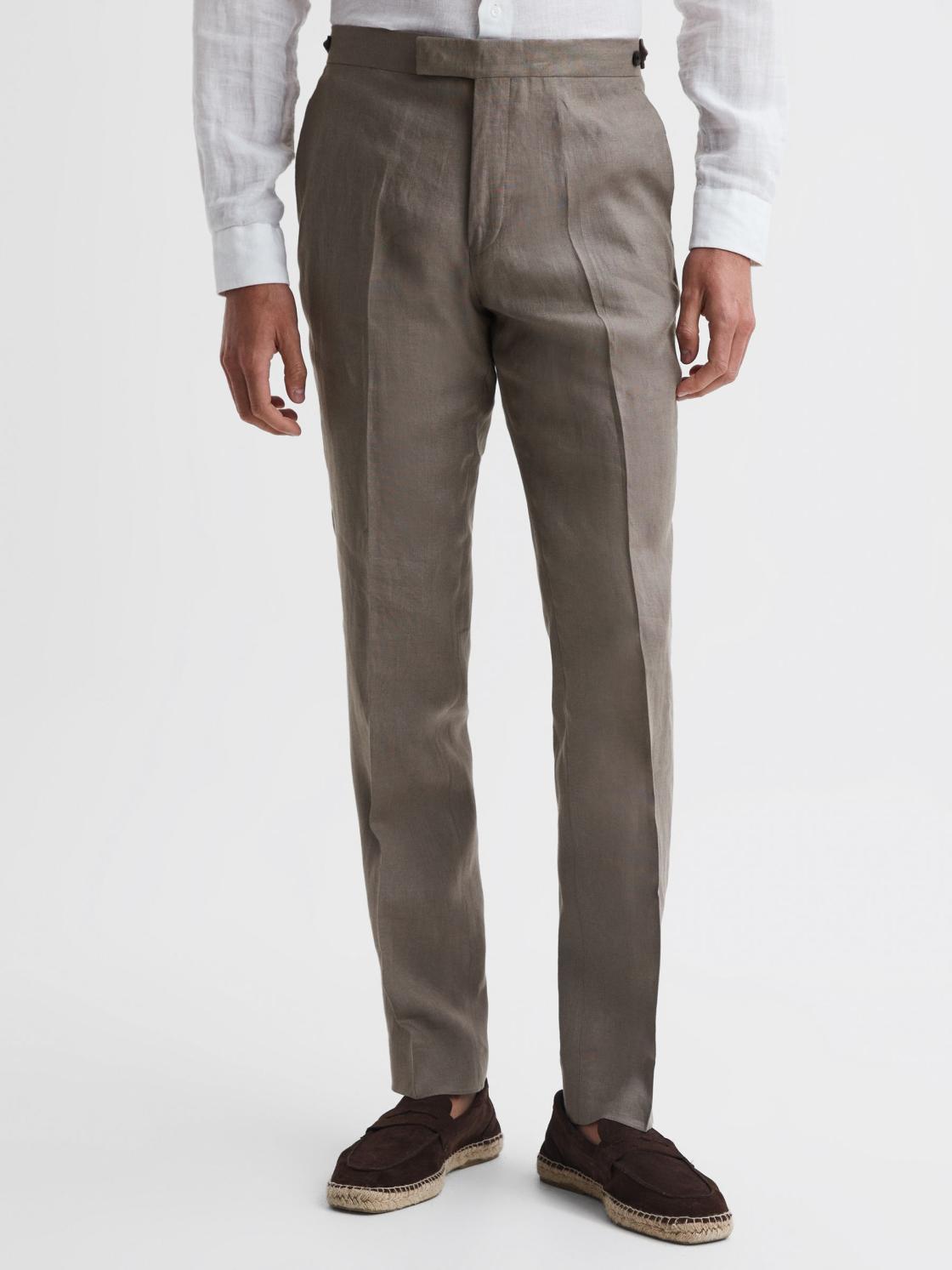 Reiss Trousers | Kin Linen Formal Trousers Airforce Blue - Men