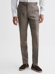 Reiss Trousers | Kin Linen Formal Trousers Airforce Blue - Men
