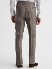 Reiss Trousers | Kin Linen Formal Trousers Airforce Blue - Men