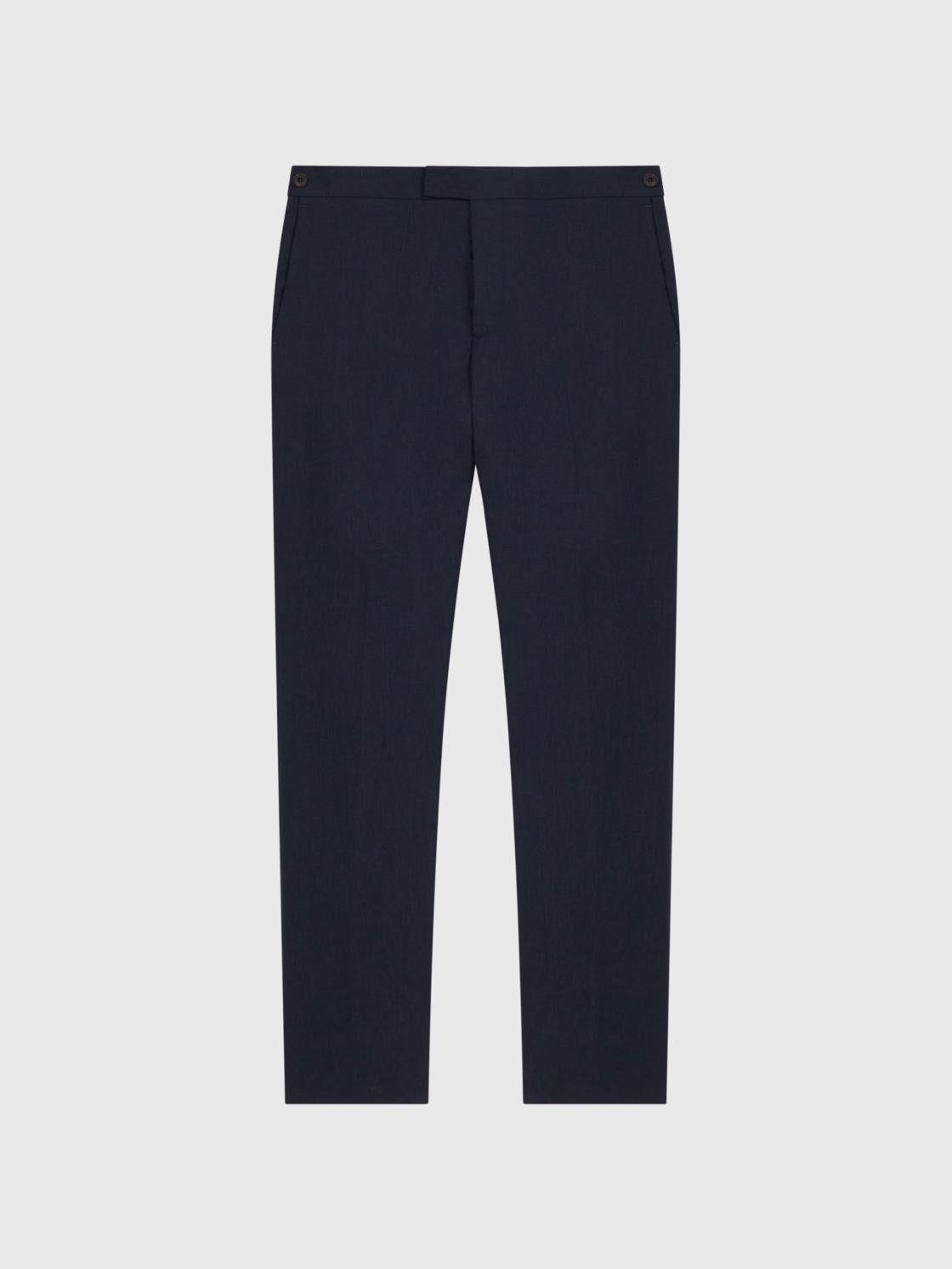Reiss Trousers | Kin Linen Formal Trousers Navy - Men