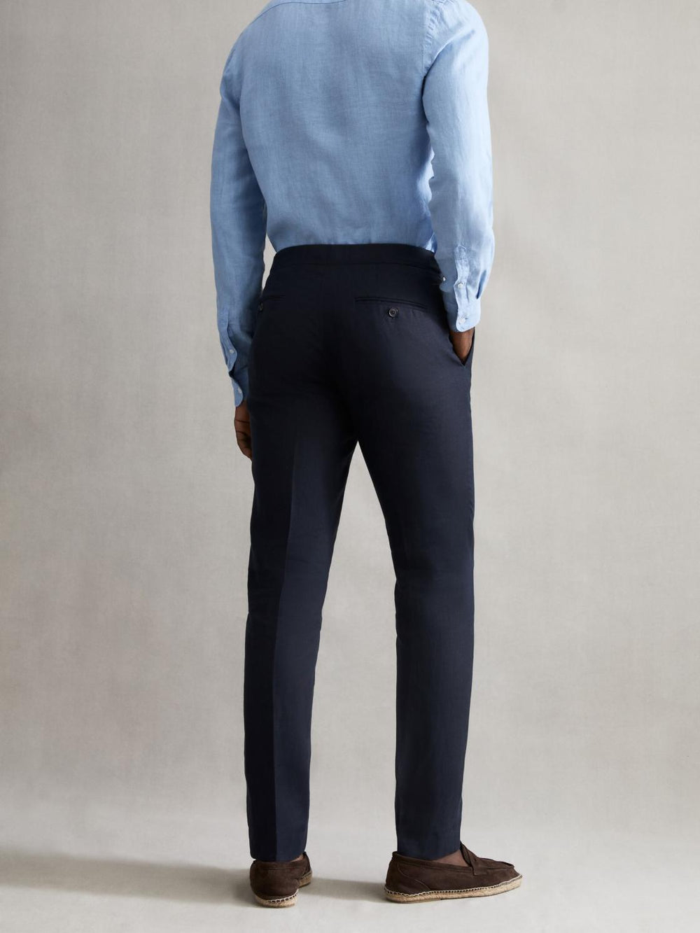Reiss Trousers | Kin Linen Formal Trousers Navy - Men