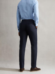 Reiss Trousers | Kin Linen Formal Trousers Navy - Men