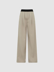 Reiss Trousers | Lena Logo Pull On Wide Leg Trousers Navy - Women