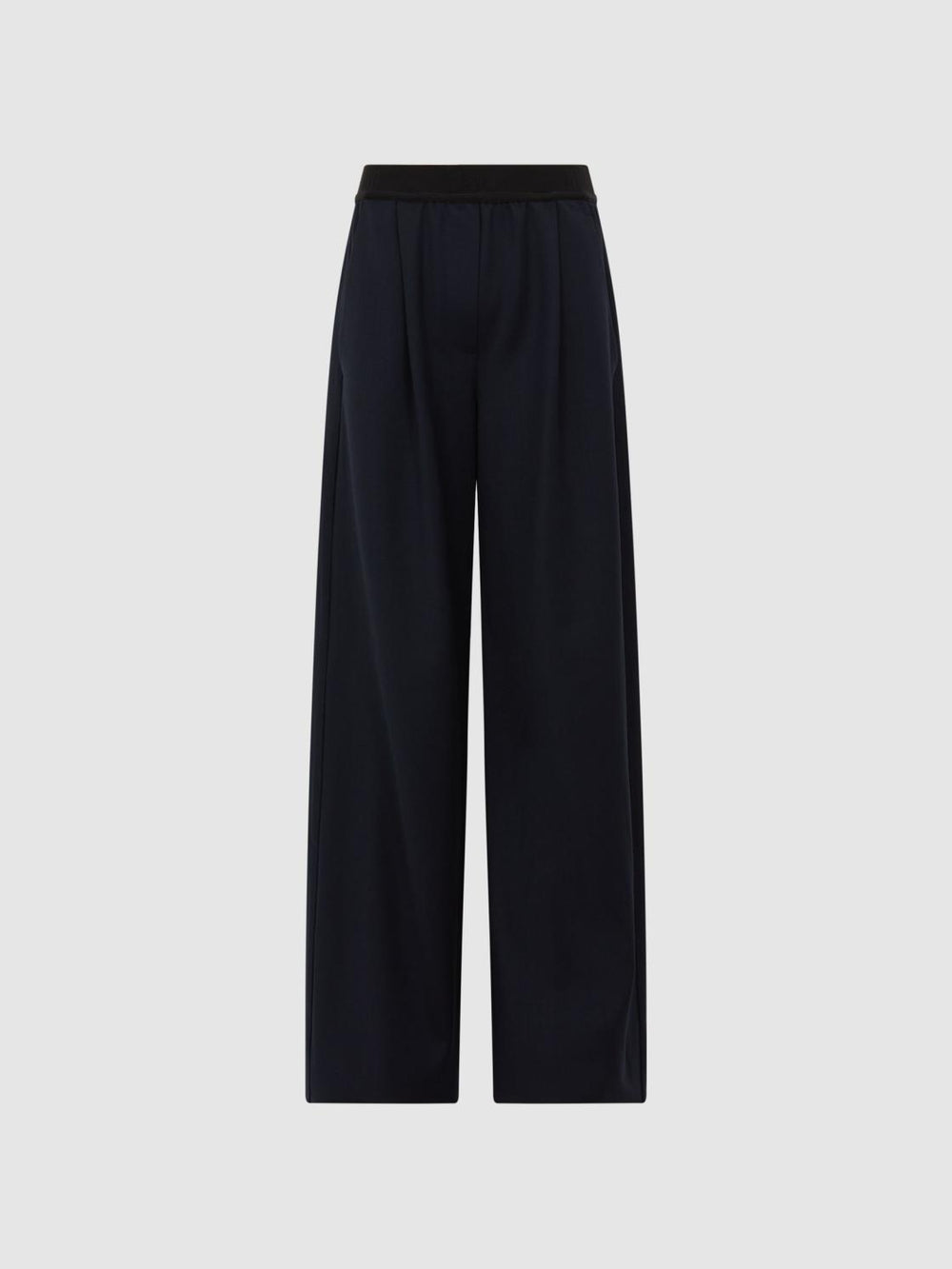 Reiss Trousers | Lena Logo Pull On Wide Leg Trousers Navy - Women