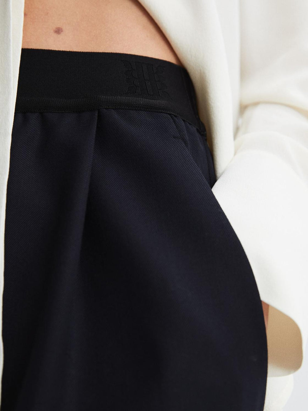 Reiss Trousers | Lena Logo Pull On Wide Leg Trousers Navy - Women