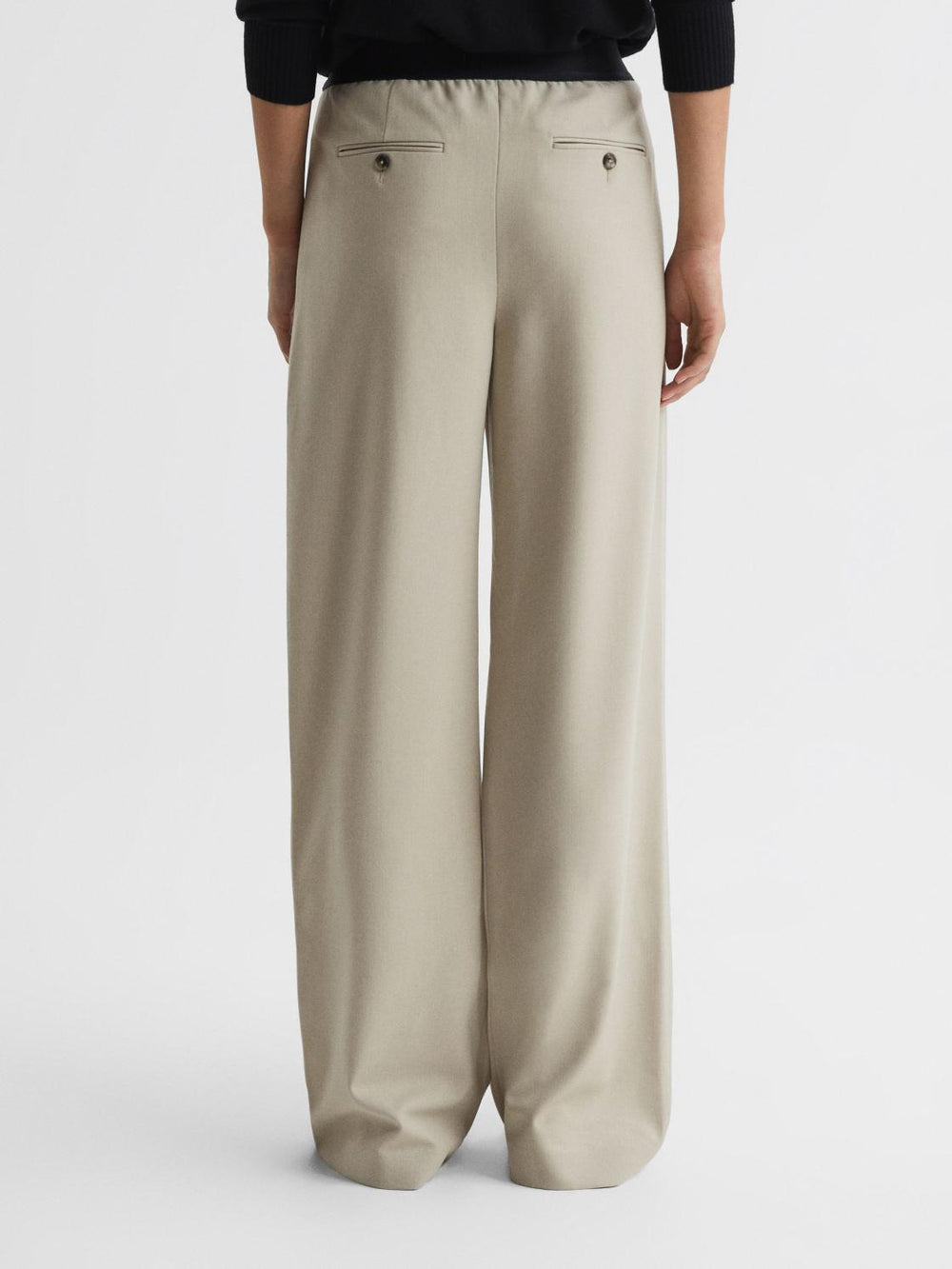 Reiss Trousers | Lena Logo Pull On Wide Leg Trousers Navy - Women
