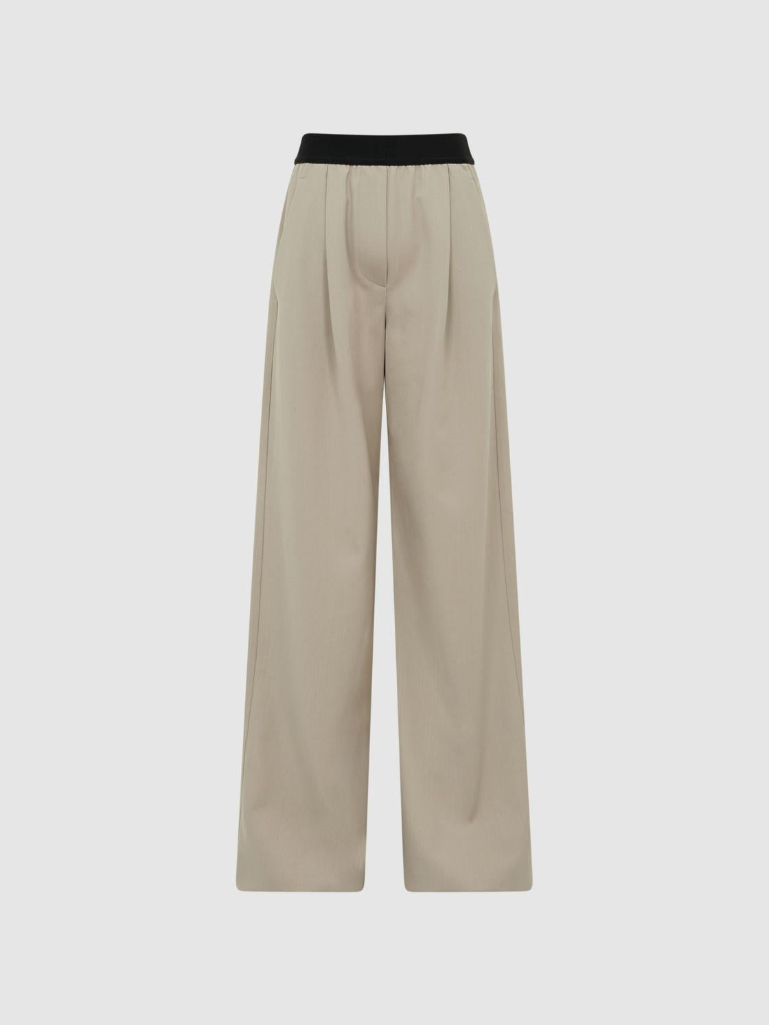 Reiss Trousers | Lena Logo Pull On Wide Leg Trousers Stone - Women