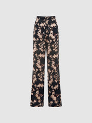Reiss Trousers | Leo Printed Wide Leg Linen Trousers Black Print - Women