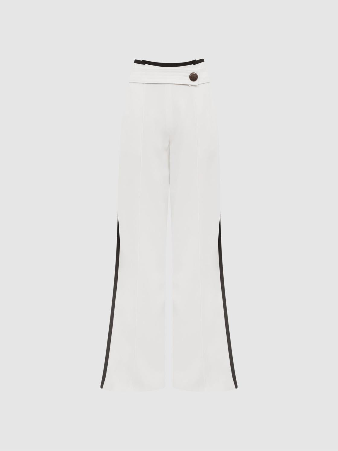 Reiss Trousers | Lina High Rise Wide Leg Trousers Cream - Women