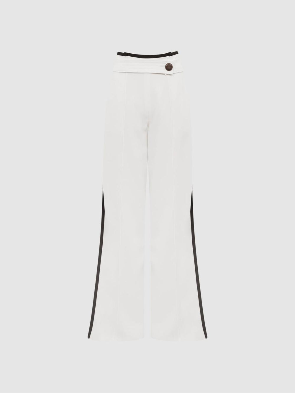 Reiss Trousers | Lina High Rise Wide Leg Trousers Cream - Women