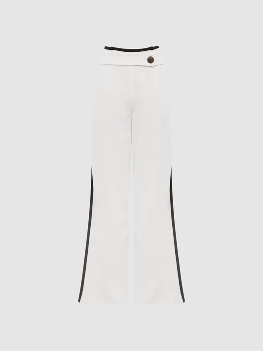 Reiss Trousers | Lina High Rise Wide Leg Trousers Cream - Women