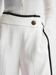 Reiss Trousers | Lina High Rise Wide Leg Trousers Cream - Women