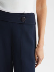 Reiss Trousers | Lina High Rise Wide Leg Trousers Navy - Women