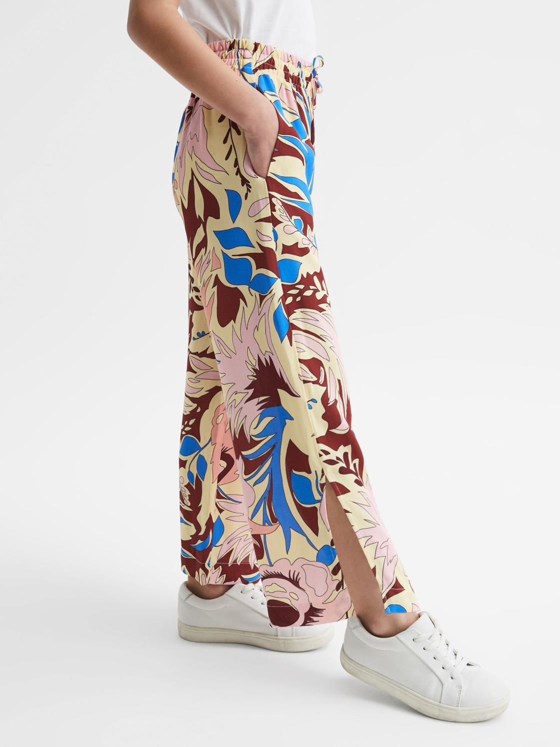 Reiss Trousers | Liv Floral Printed Straight Leg Trousers Lilac - Children