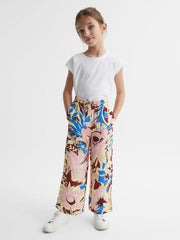 Reiss Trousers | Liv Floral Printed Straight Leg Trousers Lilac - Children