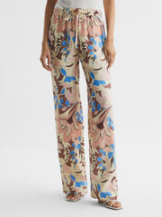 Reiss Trousers | Liv Floral Printed Wide Leg Trousers Multi - Women