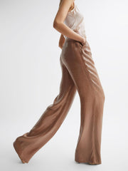 Reiss Trousers | Lizzie Sequin Wide Leg Trousers Nude - Women