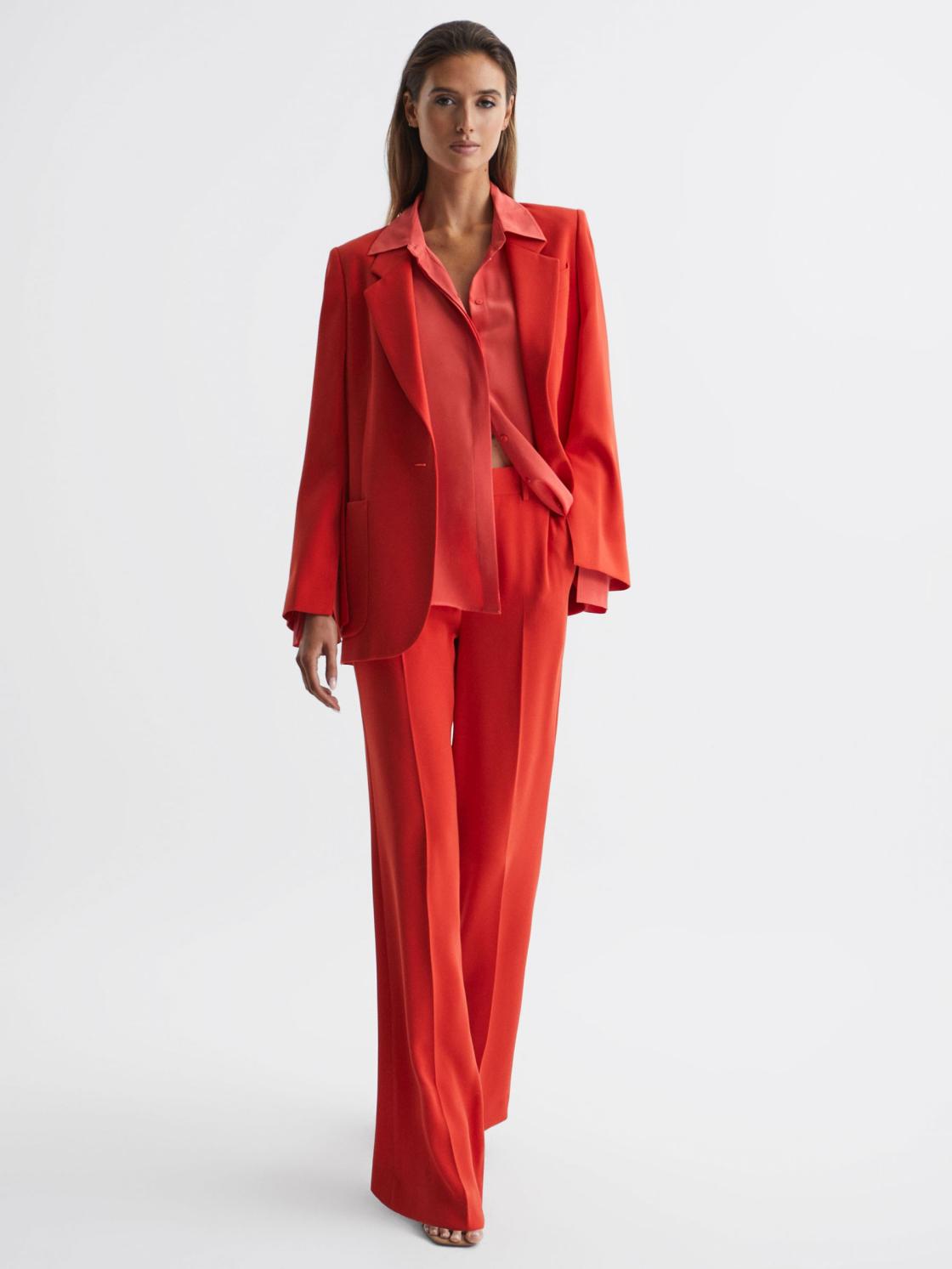 Reiss Trousers | Maia Wide Leg Trousers Coral - Women